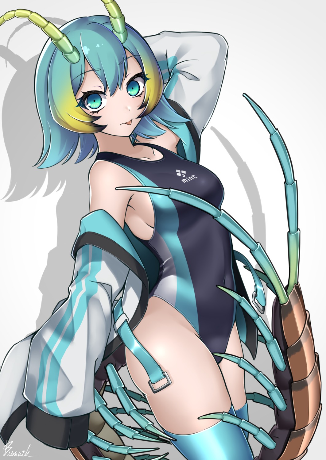 anthropomorphization, horns, paravene, swimsuits, thighhighs