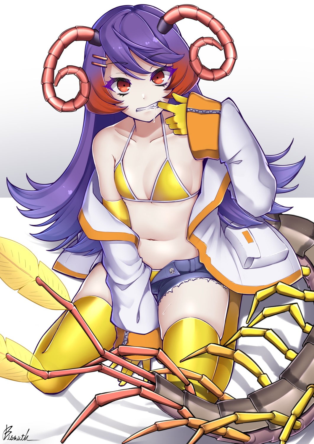 anthropomorphization, bikini, open_shirt, paravene, swimsuits, thighhighs