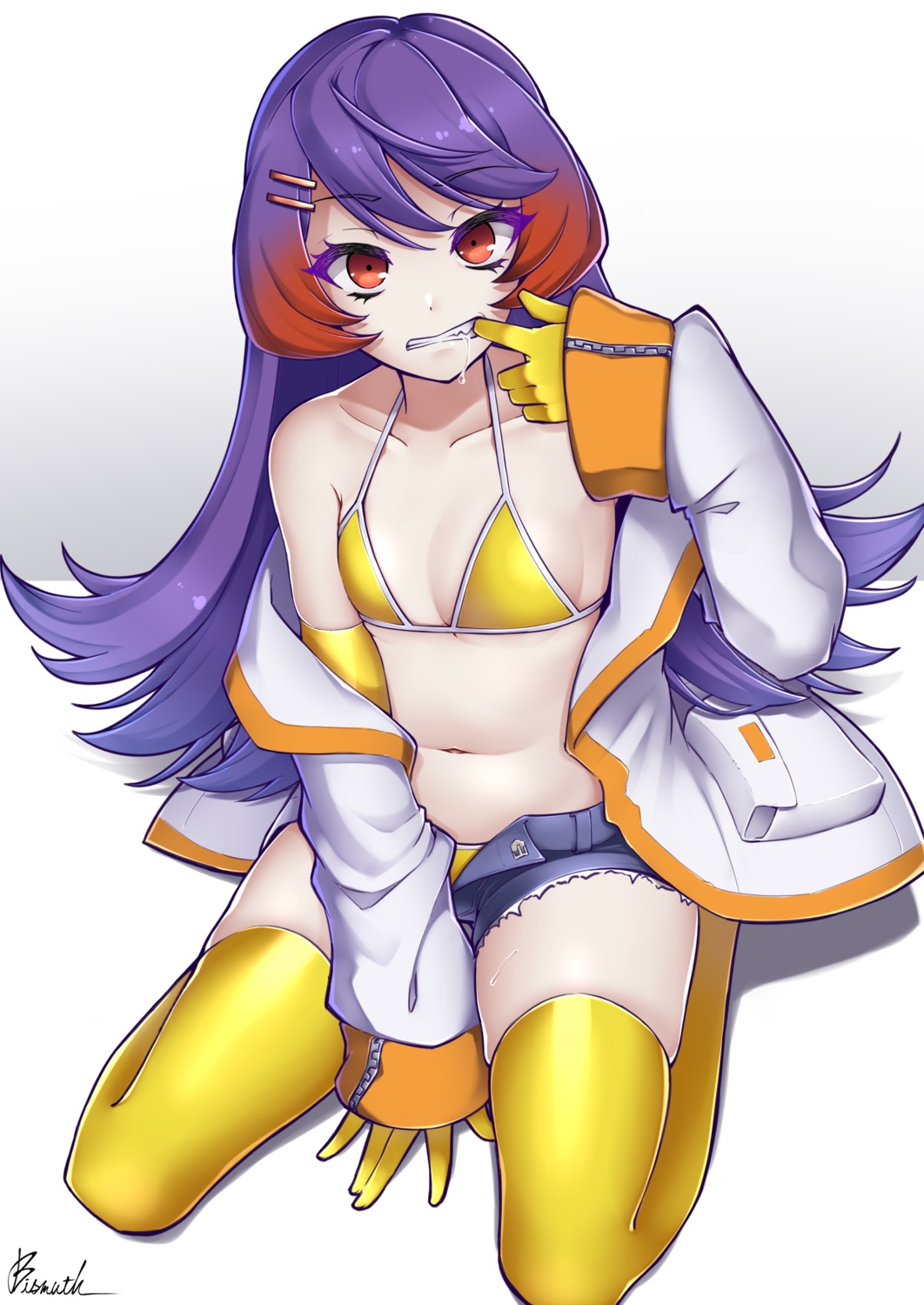 anthropomorphization, bikini, open_shirt, paravene, swimsuits, thighhighs