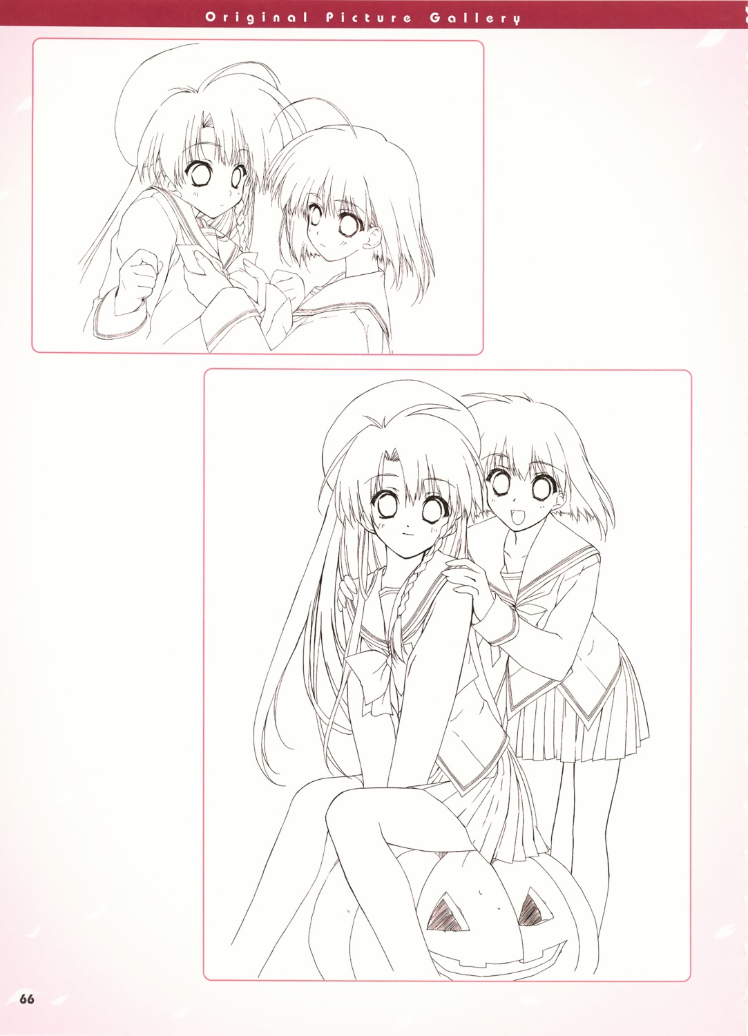 boy_meets_girl, line_art, monochrome, seifuku, shintarou, sketch