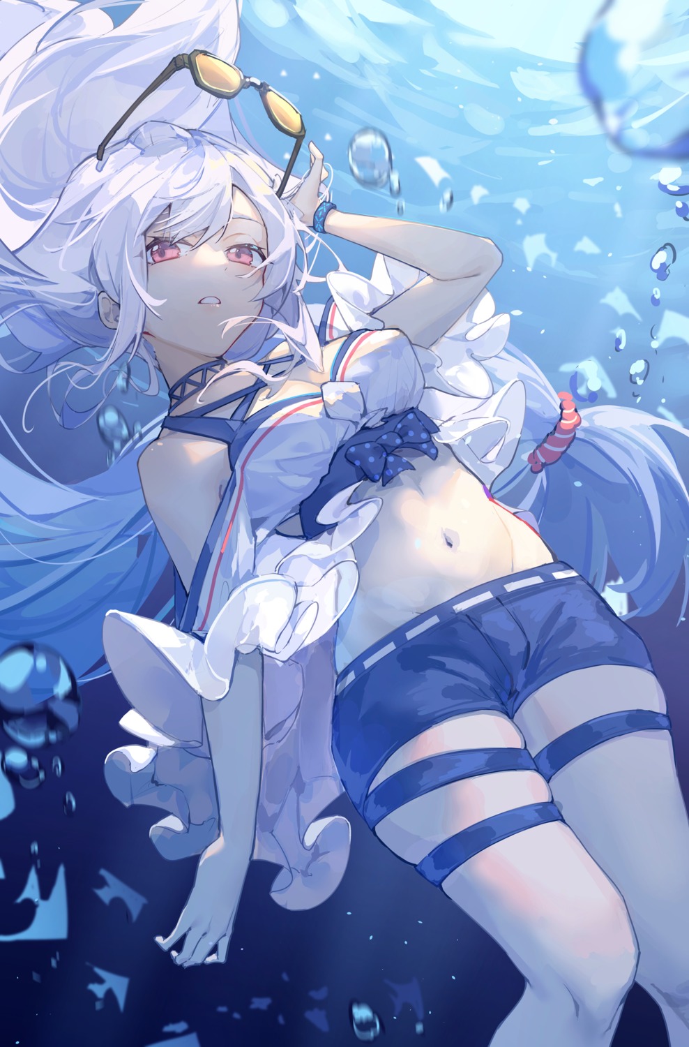 arknights, bikini_top, garter, kotatsu_kaya, megane, skadi_(arknights), swimsuits