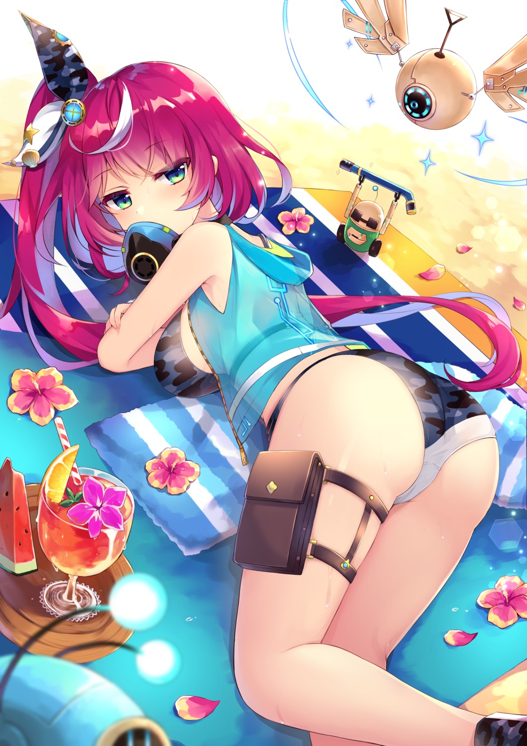 ass, bikini, dare_ga_tame_no_alchemist, garter, open_shirt, ruhika, see_through, swimsuits