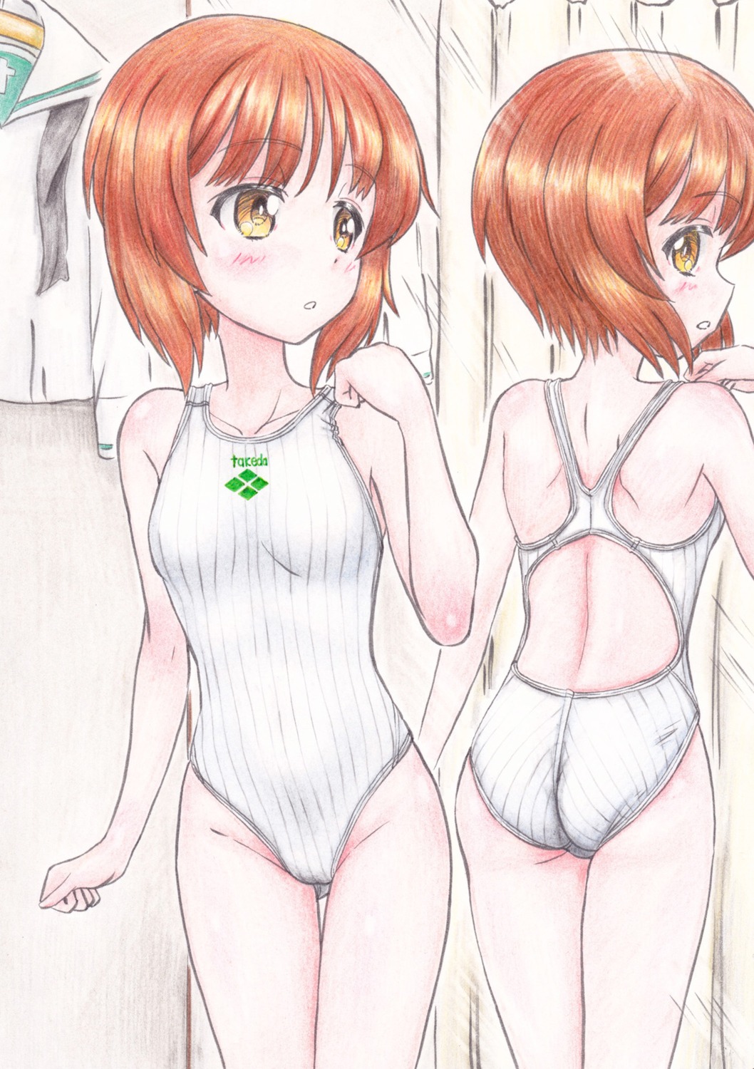 ass, girls_und_panzer, hidaka_medaka, nishizumi_miho, swimsuits