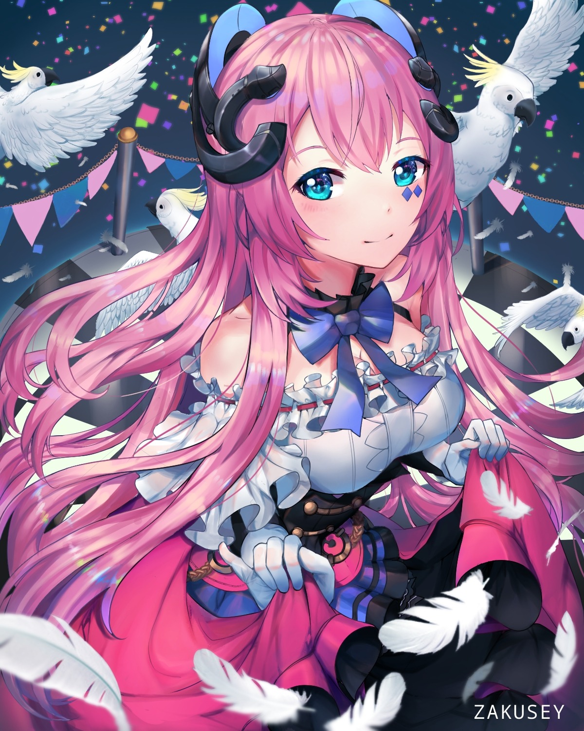 cleavage, dress, megurine_luka, skirt_lift, tattoo, vocaloid, zakusey