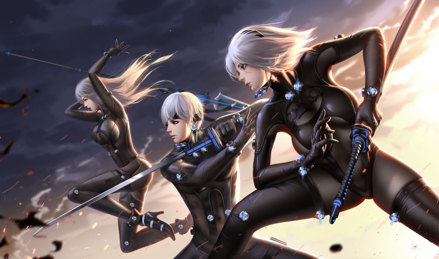bodysuit, crossover, gantz, heels, liang_xing, mecha_musume, nier, nier_automata