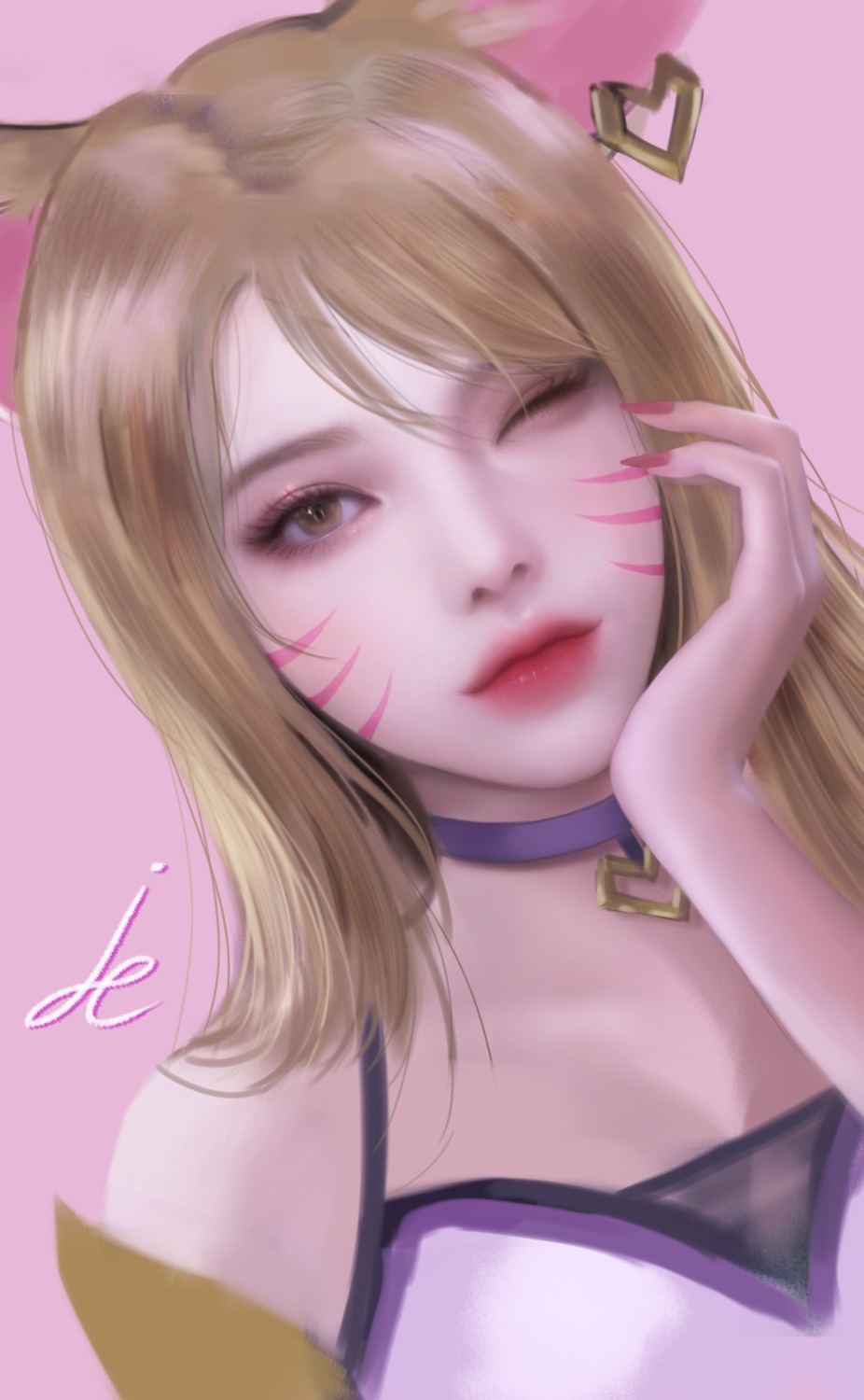 ahri, animal_ears, league_of_legends, pinker