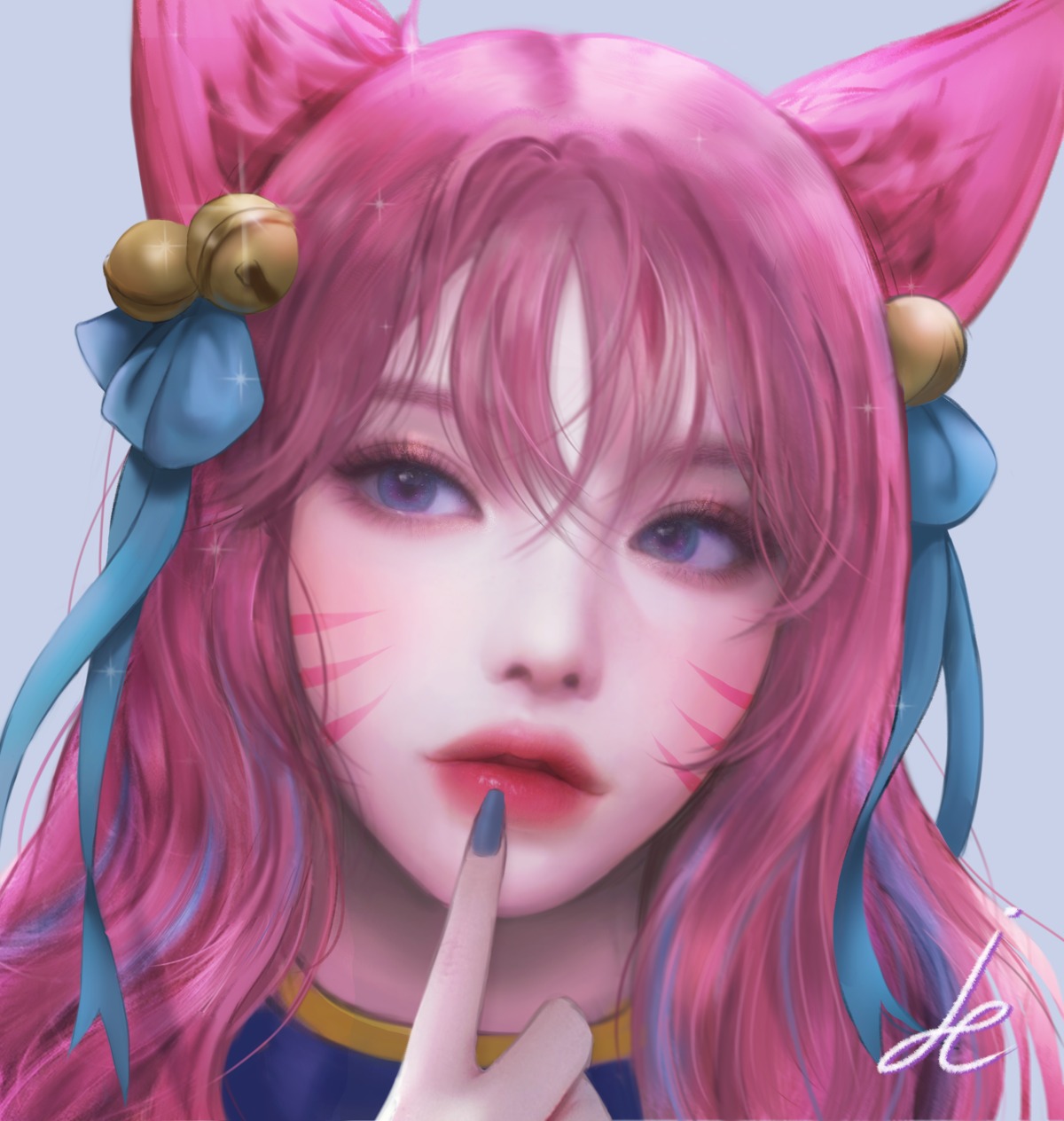 ahri, animal_ears, league_of_legends, pinker