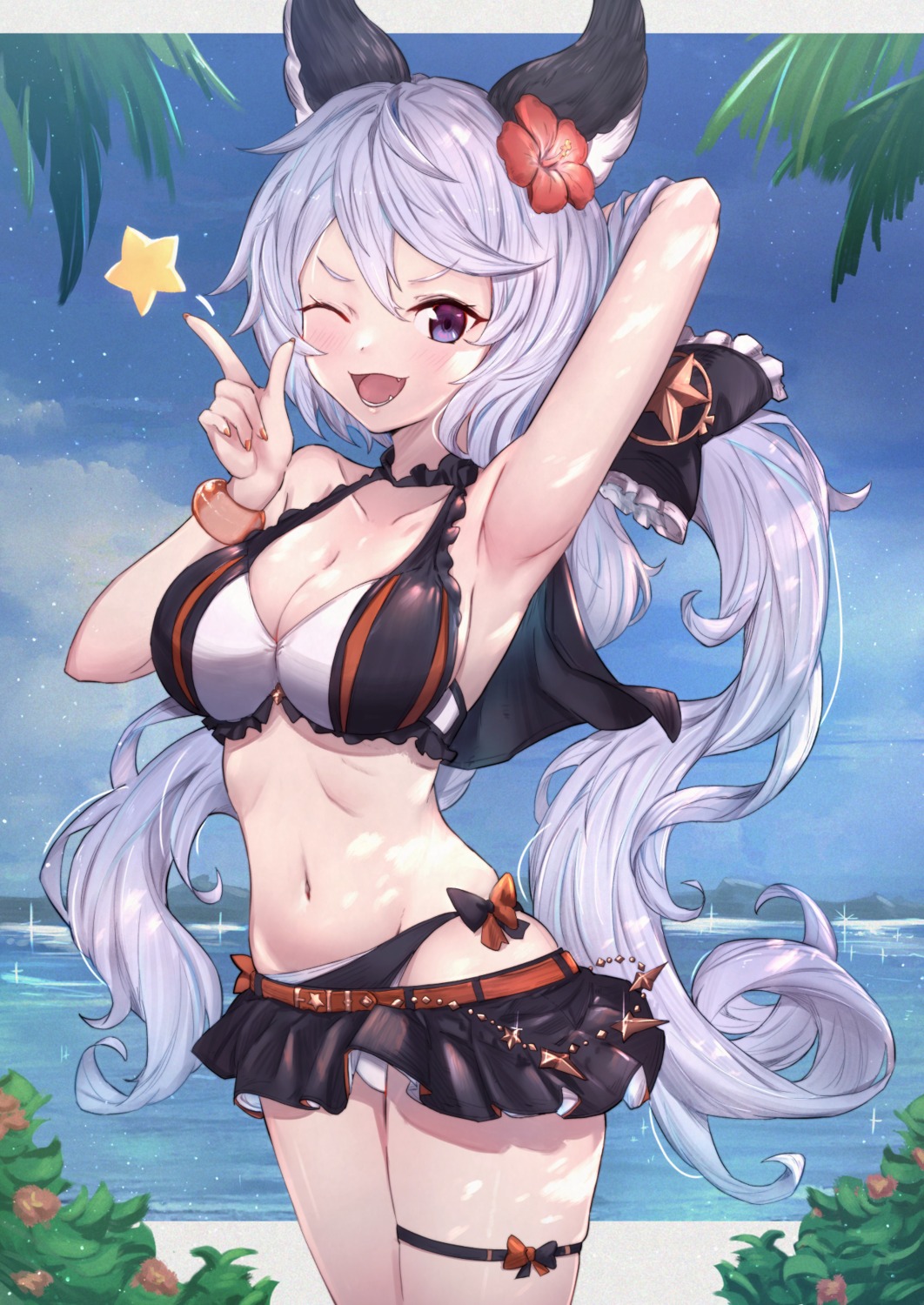 animal_ears, bikini, cleavage, garter, granblue_fantasy, satyros_(granblue_fantasy), swimsuits, uneg