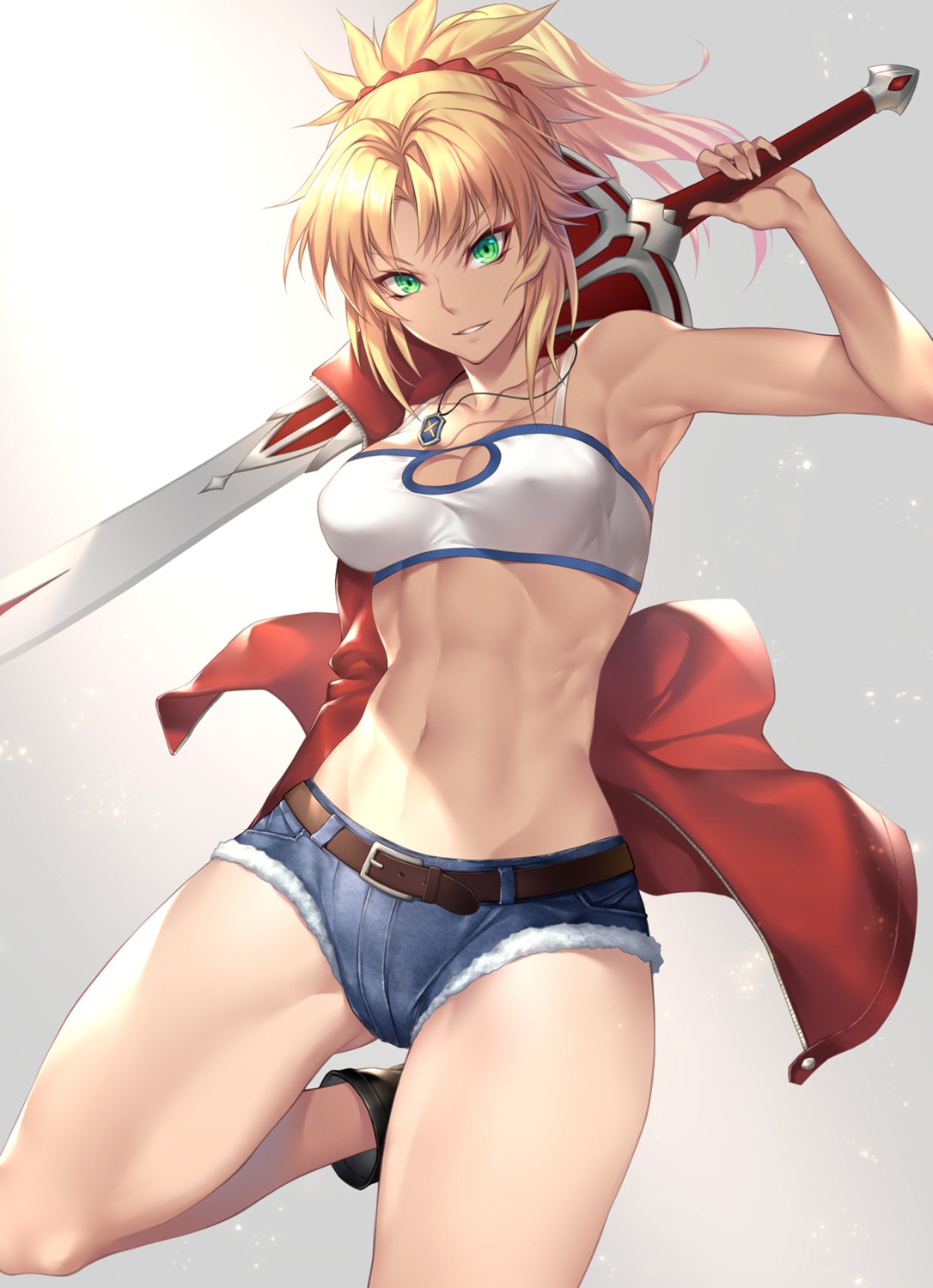 artist_revision, bra, cleavage, erect_nipples, fate/apocrypha, fate/grand_order, fate/stay_night, mordred_(fate)