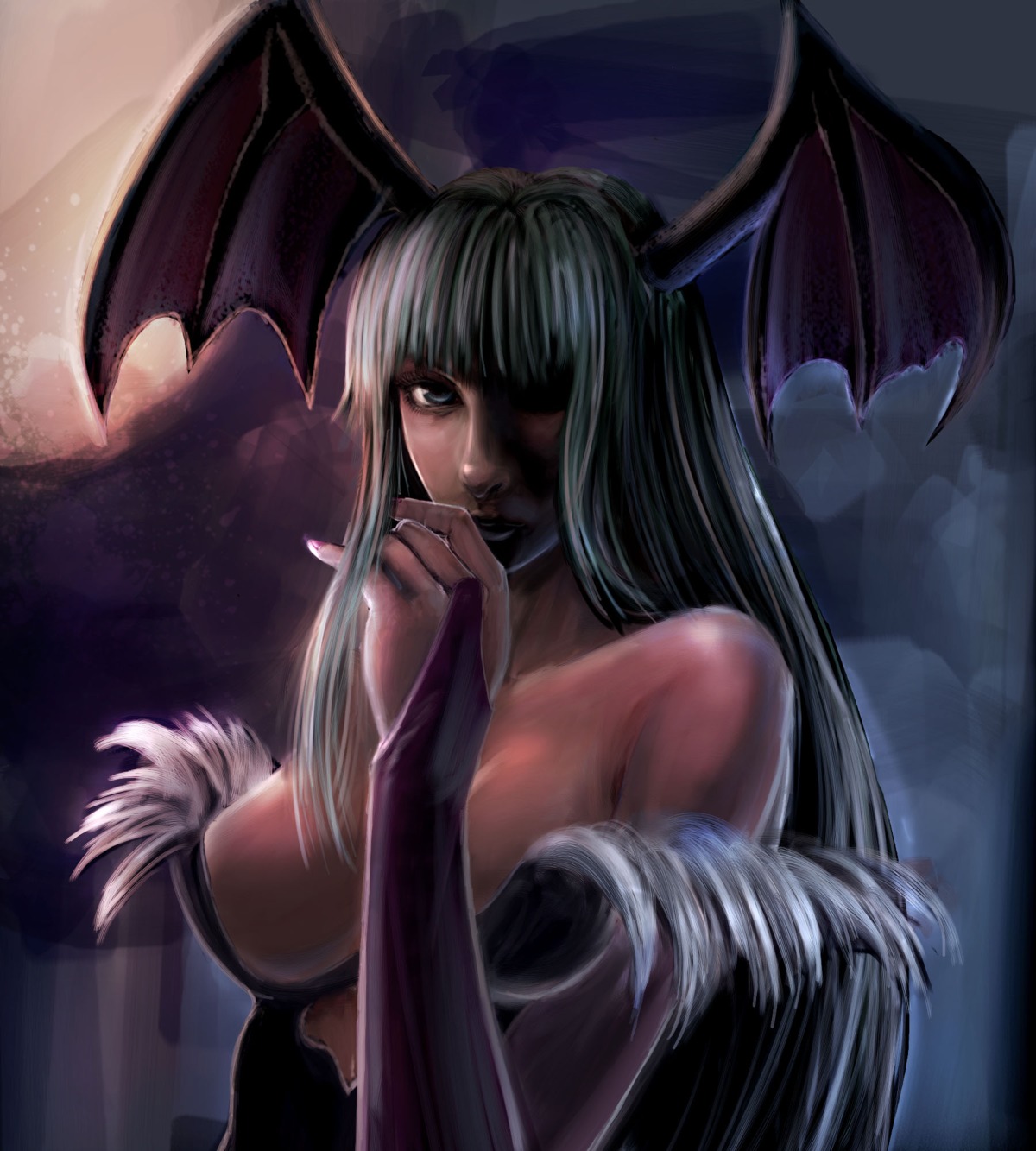 bccp, capcom, cleavage, dark_stalkers, leotard, morrigan_aensland, no_bra, wings