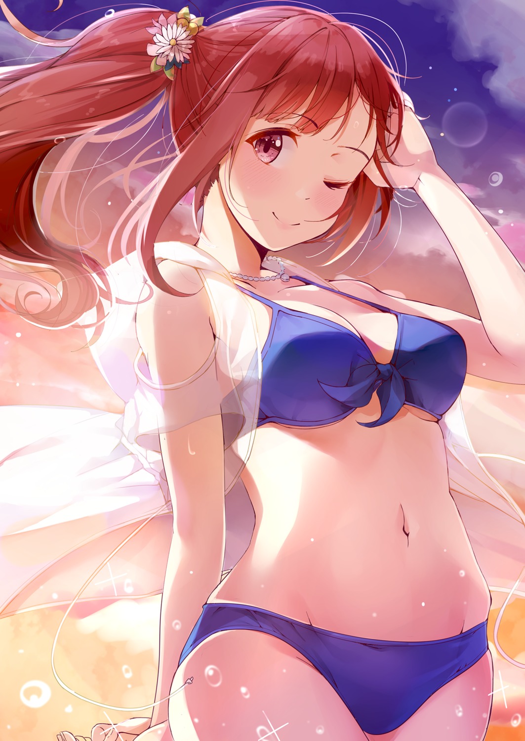 bikini, igarashi_kyouko, nira_(vira), open_shirt, see_through, swimsuits, the_idolm@ster, the_idolm@ster_cinderella_girls