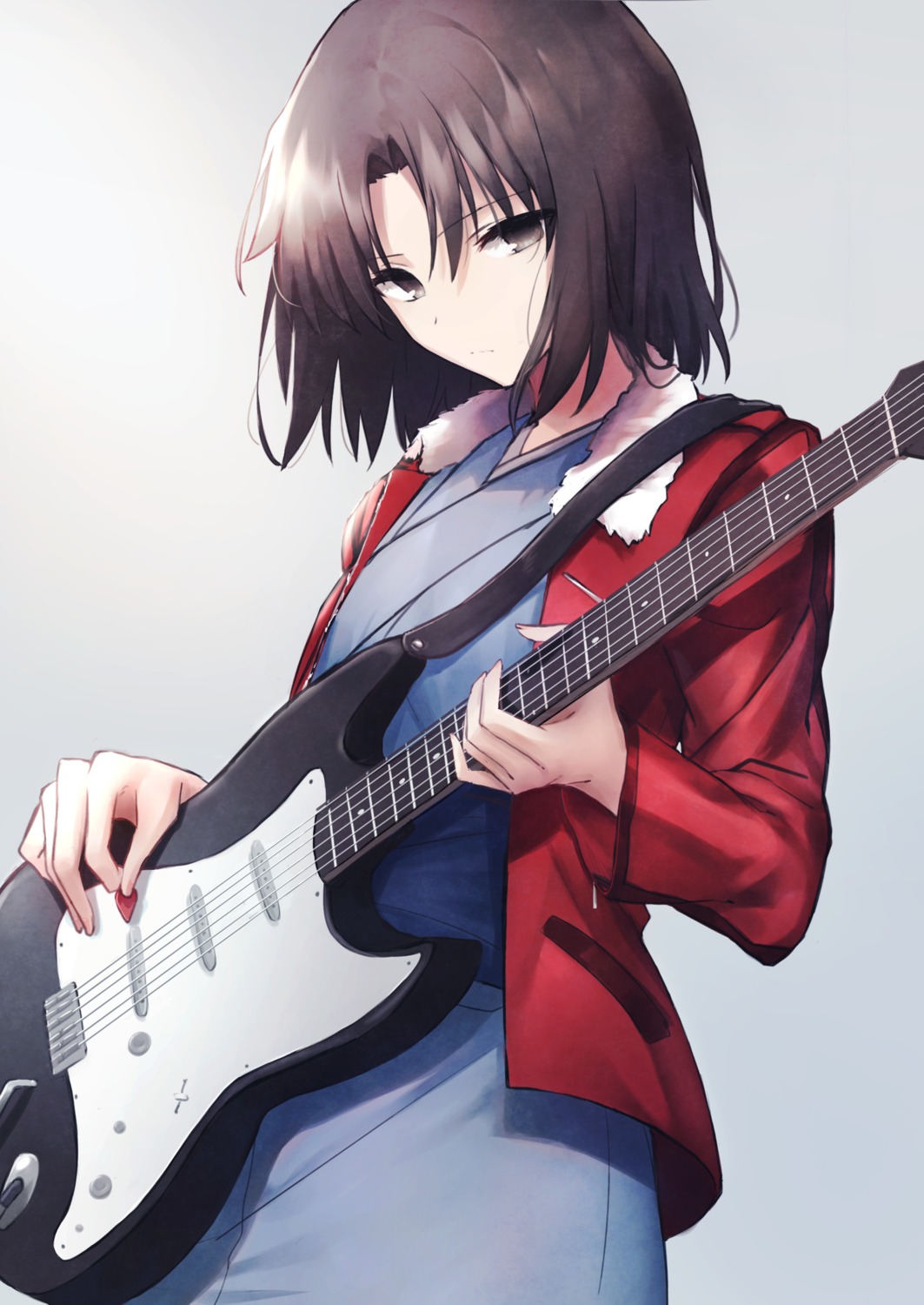 guitar, japanese_clothes, kara_no_kyoukai, okakasushi, ryougi_shiki