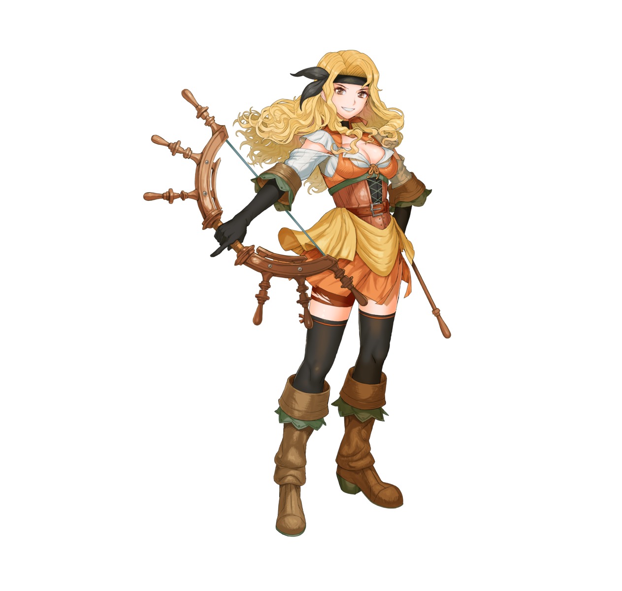 bike_shorts, brigid_(fire_emblem), dress, fire_emblem, fire_emblem:_seisen_no_keifu, fire_emblem_heroes, heels, might_o, nintendo, open_shirt, pirate, thighhighs, torn_clothes, weapon