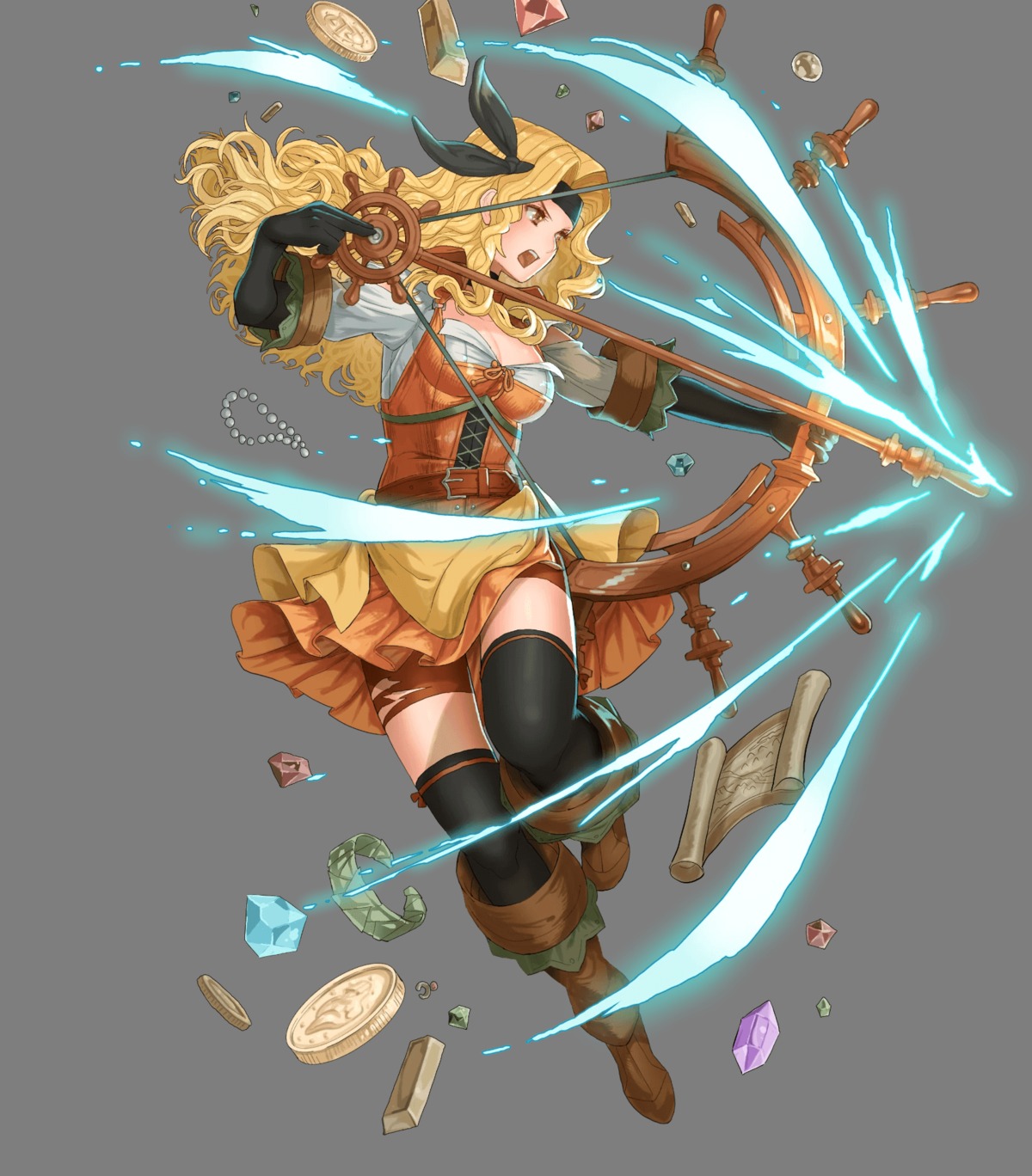 bike_shorts, brigid_(fire_emblem), dress, fire_emblem, fire_emblem:_seisen_no_keifu, fire_emblem_heroes, might_o, nintendo, open_shirt, pirate, skirt_lift, thighhighs, torn_clothes, transparent_png, weapon