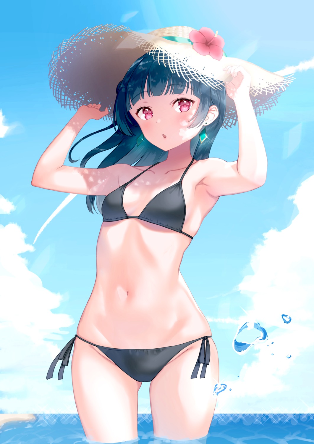 bikini, love_live!_(series), love_live!_sunshine!!, luna_(mi-chanman), swimsuits, tsushima_yoshiko, wet