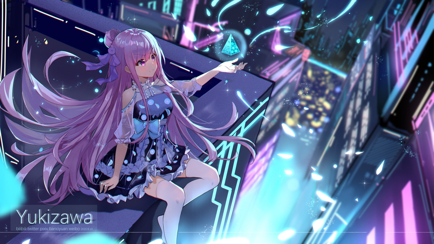 dress, landscape, thighhighs, yukizawa