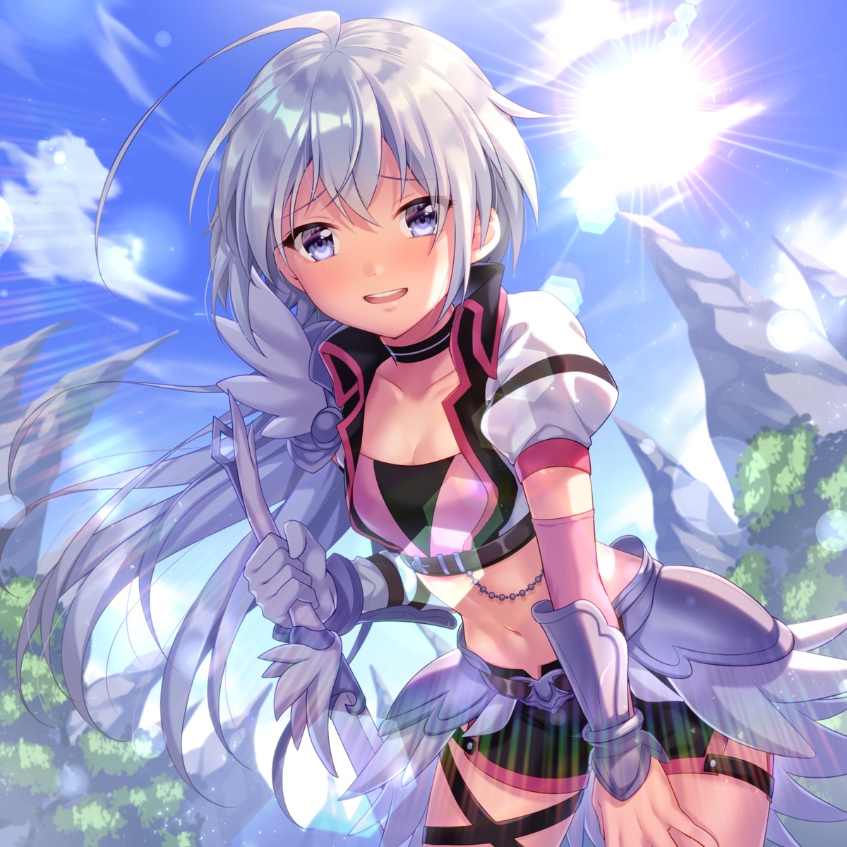 armor, cleavage, garter, ichiren_namiro, mikuma_tomo, princess_connect!, princess_connect!_re:dive, sword