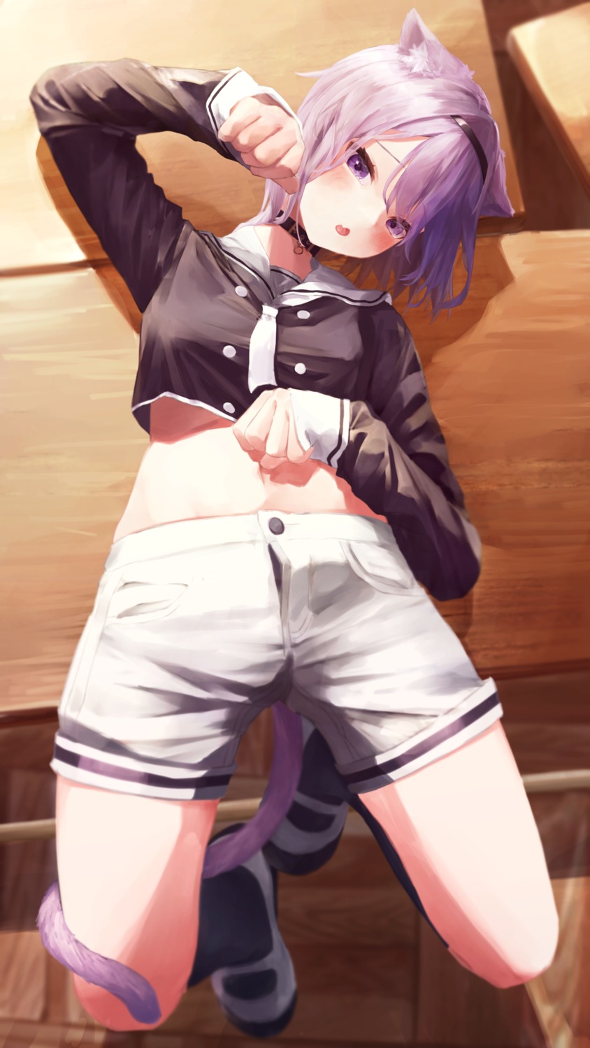 animal_ears, hololive, hololive_gamers, nanome_to, nekomata_okayu, nekomimi, seifuku, tail