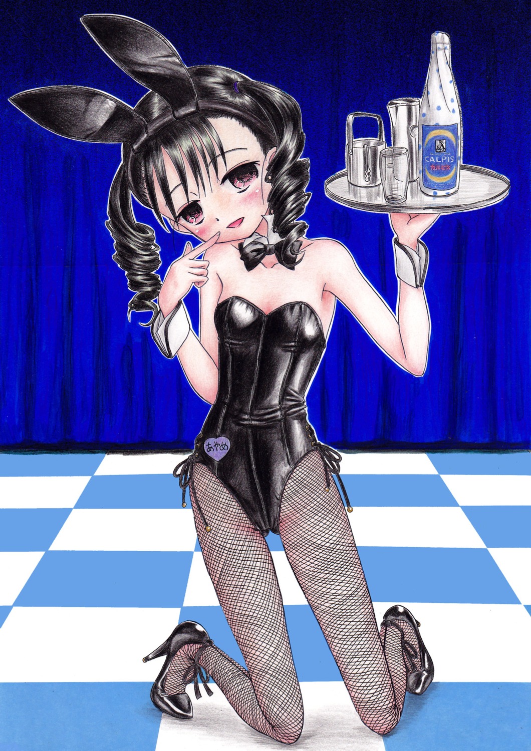 animal_ears, bunny_ears, bunny_girl, fishnets, heels, hidaka_medaka, no_bra, pantyhose