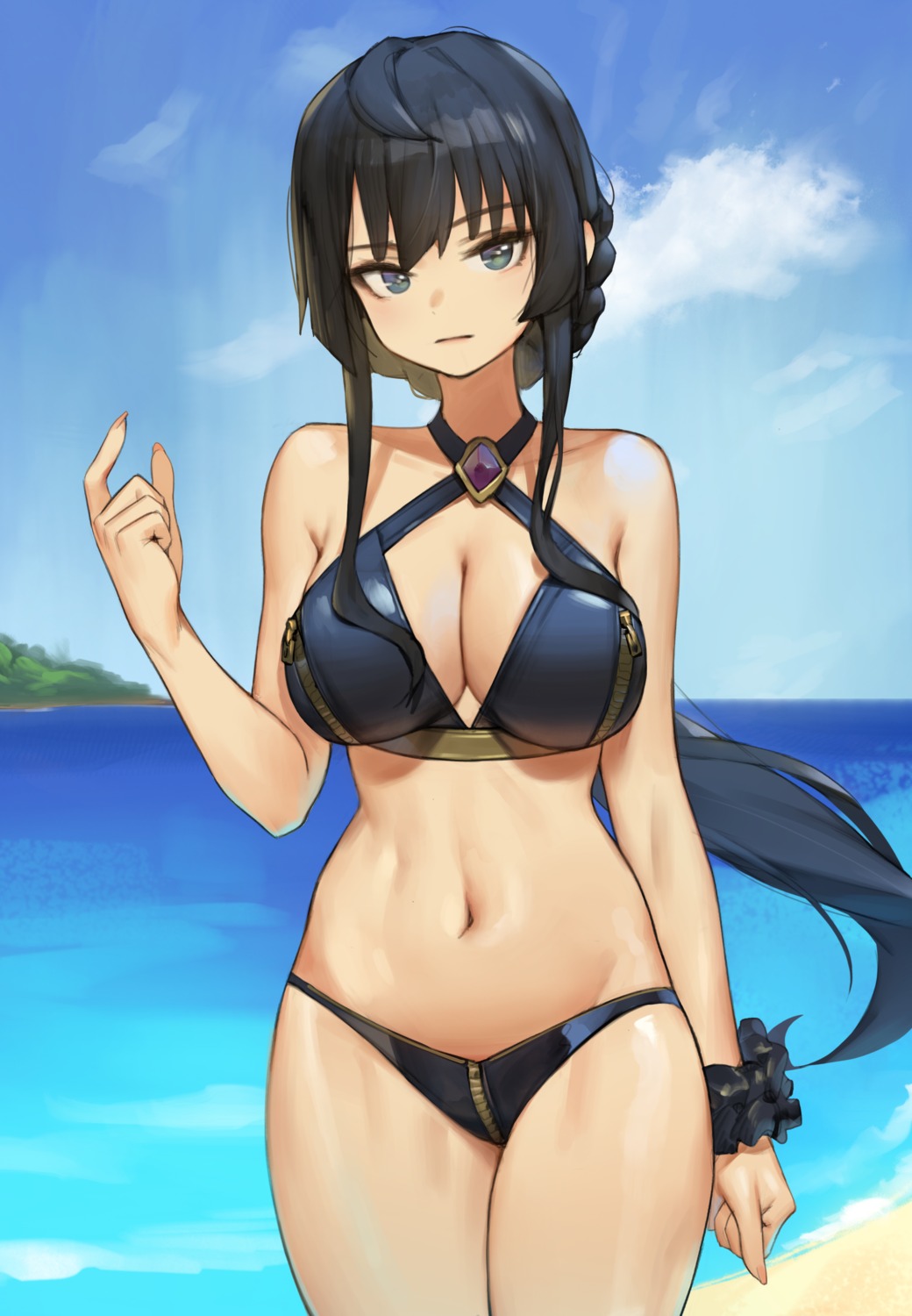 bikini, cleavage, hilda_(king's_raid), king's_raid, romana, swimsuits