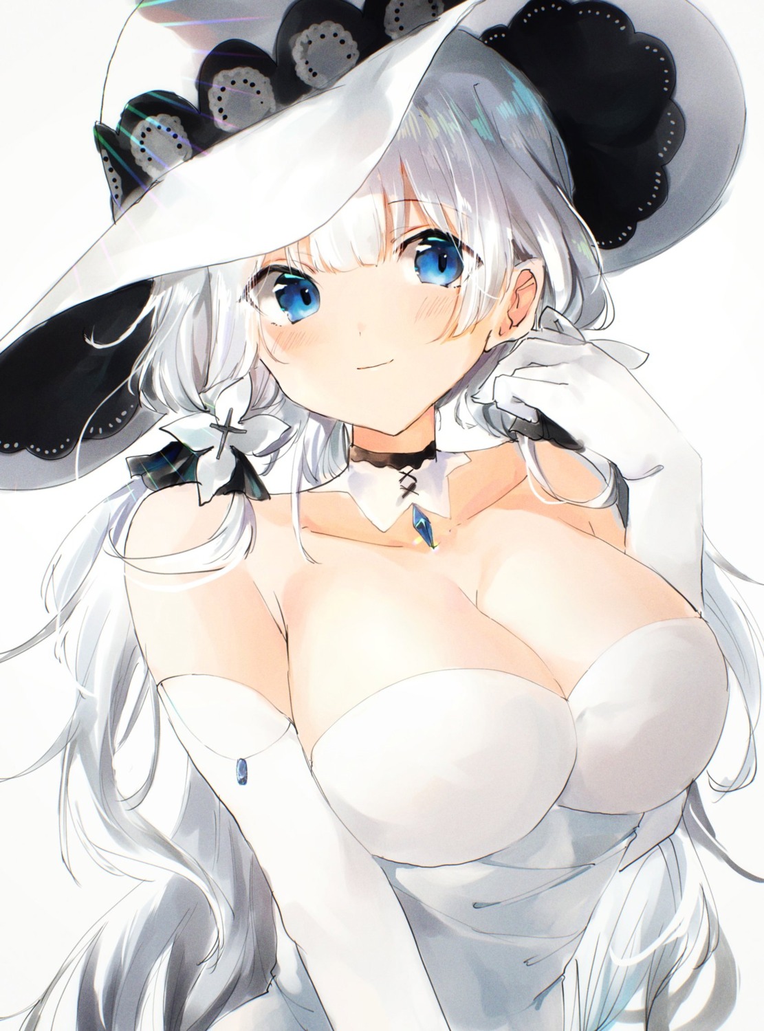 azur_lane, cleavage, dress, illustrious_(azur_lane), irohatomo, no_bra