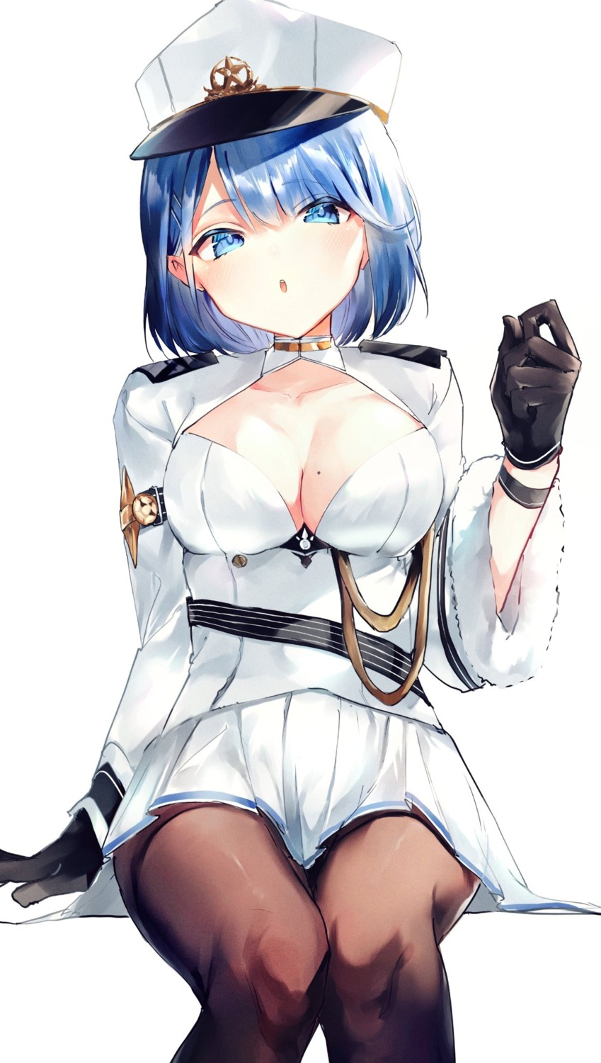 azur_lane, chapayev_(azur_lane), cleavage, irohatomo, no_bra, open_shirt, pantyhose, skirt_lift