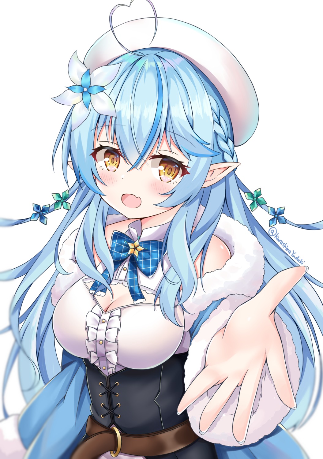 cleavage, elf, hololive, kurashina_yuzuki, pointy_ears, yukihana_lamy