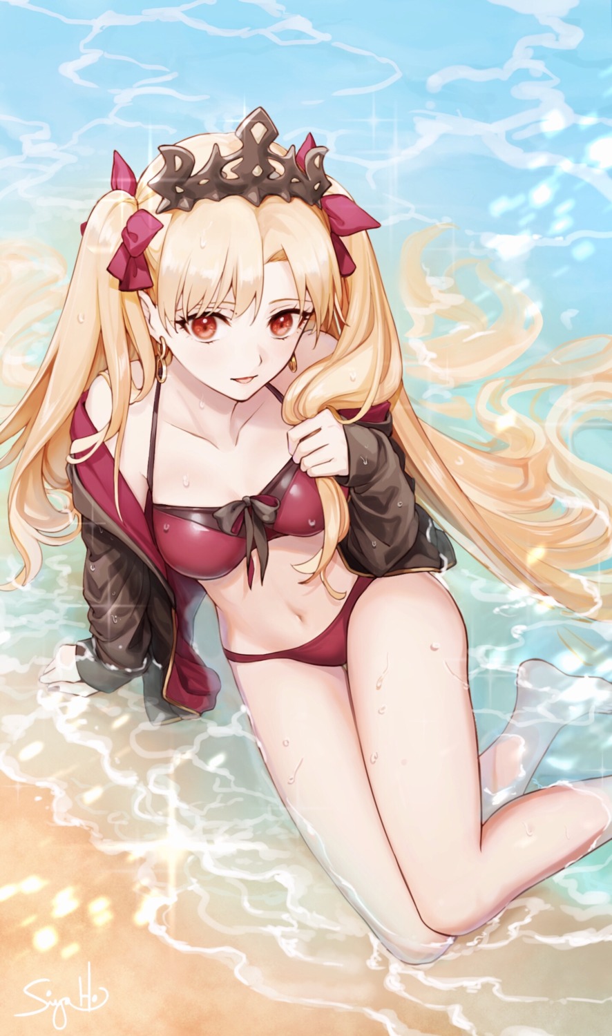 bikini, ereshkigal_(fate), fate/grand_order, open_shirt, siya_ho, swimsuits, wet
