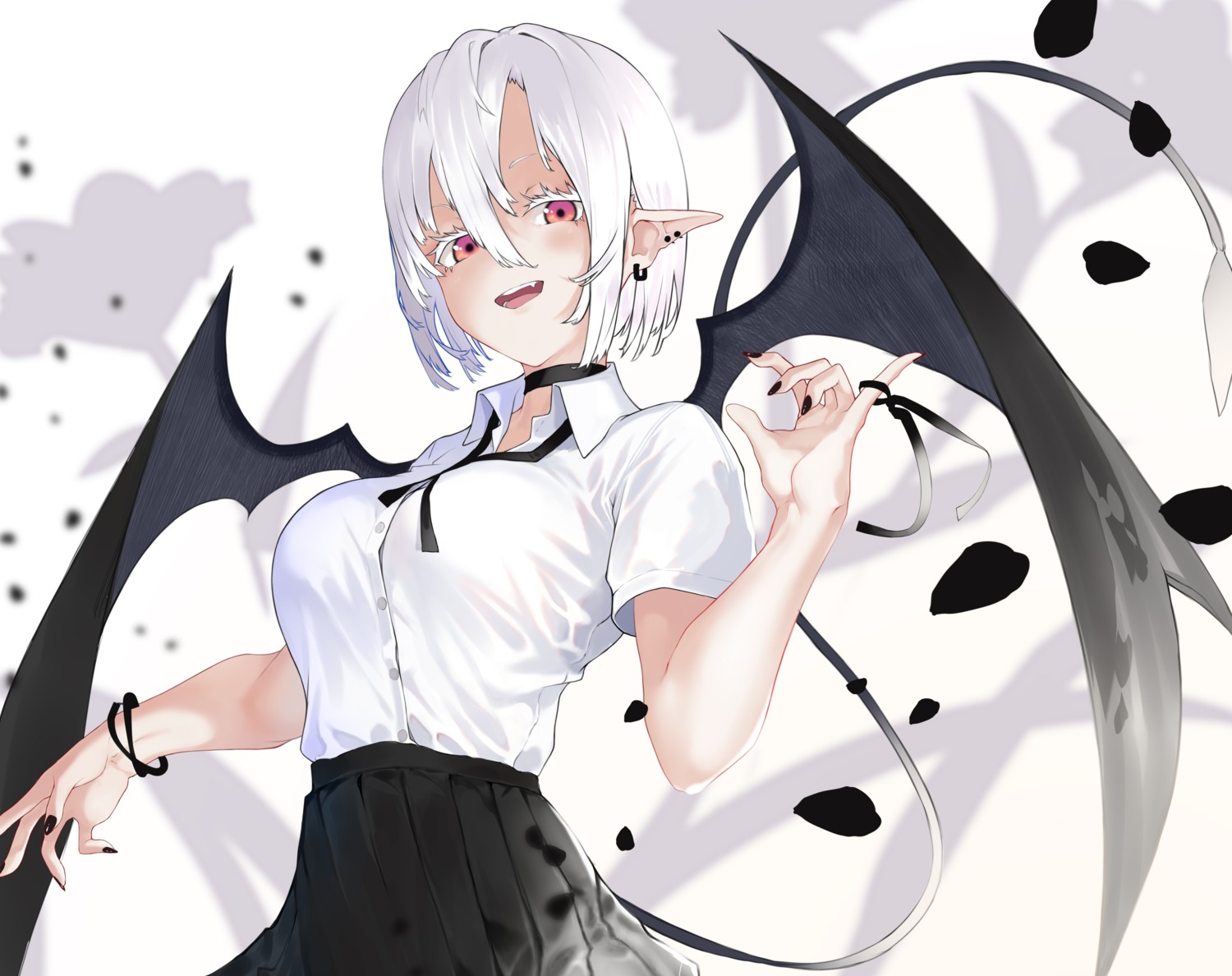 kesuno, pointy_ears, seifuku, tail, wings