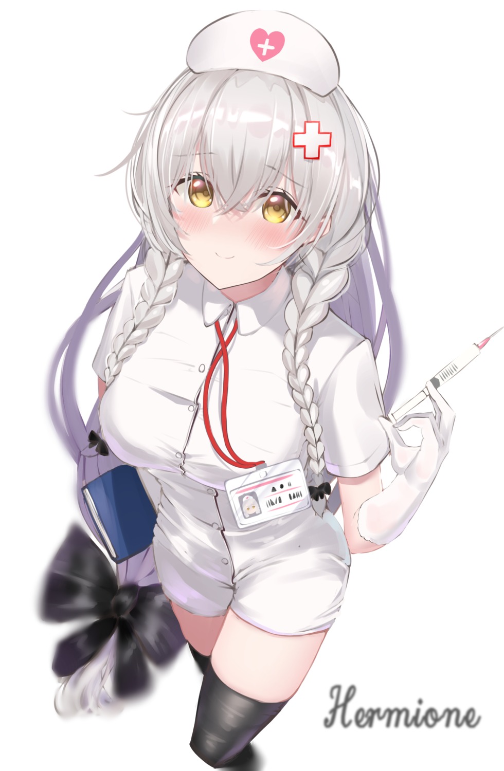 azur_lane, hermione_(azur_lane), hiruno_ushiro, nurse, thighhighs