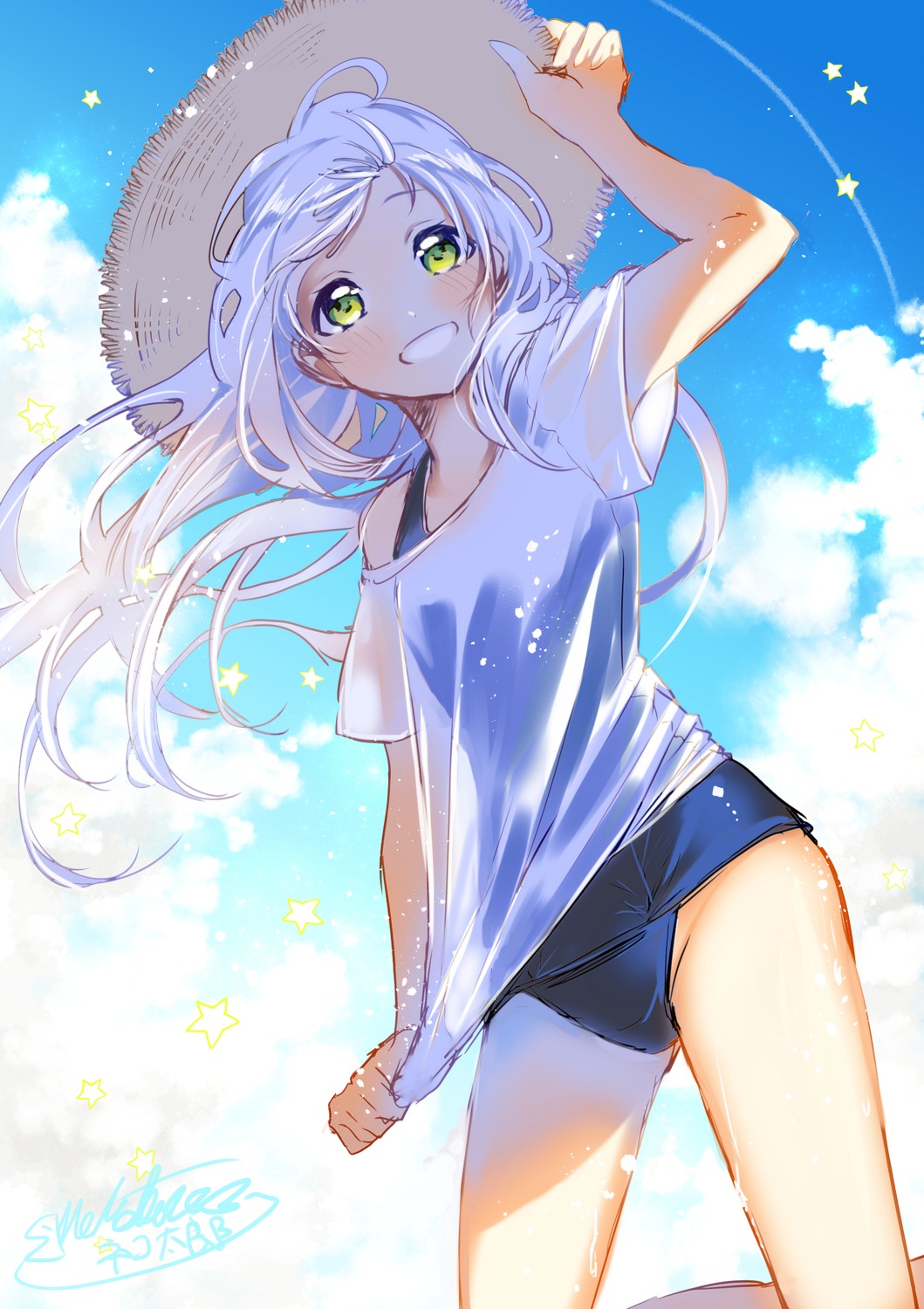 school_swimsuit, see_through, shinonome_neko-tarou, swimsuits, wet_clothes