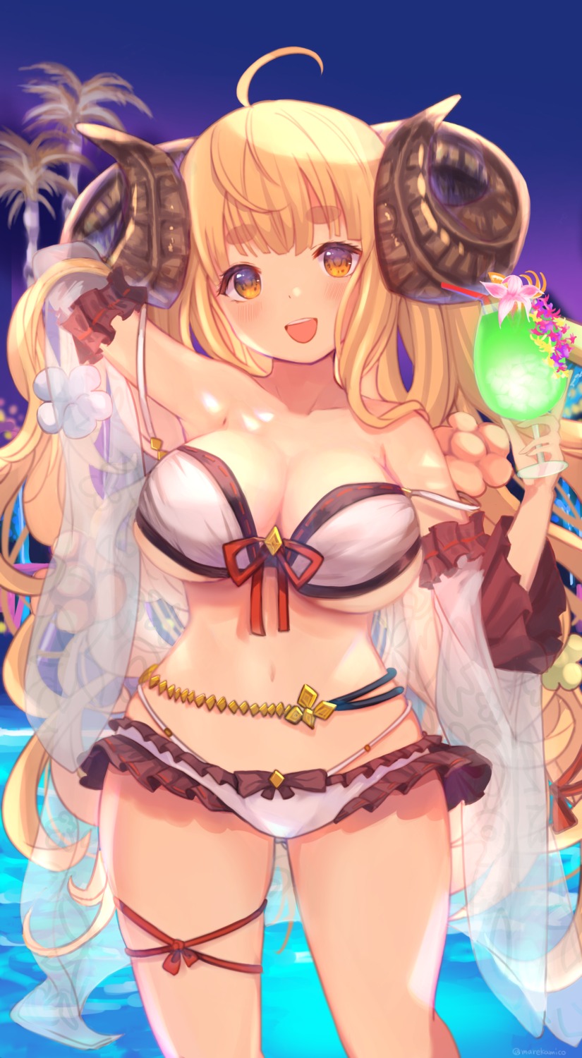 anila_(granblue_fantasy), bikini, cleavage, garter, granblue_fantasy, horns, marekamico, swimsuits