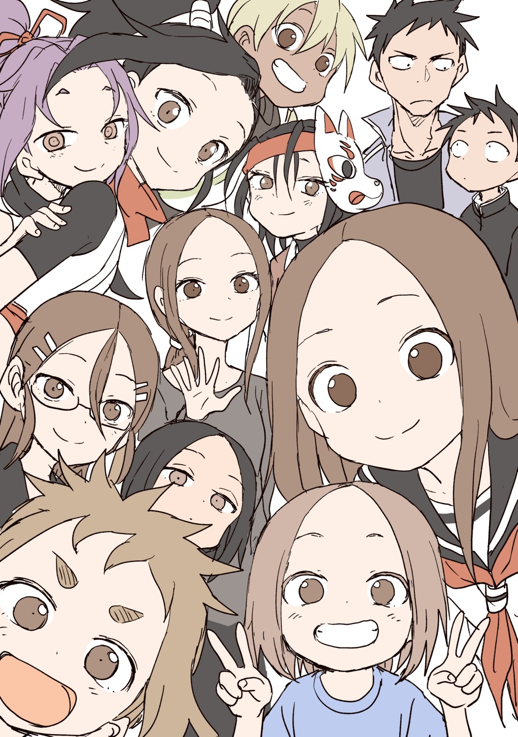 crossover, karakai_jouzu_no_(moto)_takagi-san, karakai_jouzu_no_takagi-san, koi_ni_koisuru_yukari-chan, kunoichi_tsubaki_no_mune_no_uchi, megane, nishikata, nishikata_chii