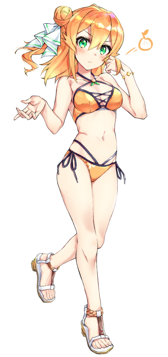 bikini, cleavage, heels, hinatsuki_mikan, machikado_mazoku, narumiya_(empty_cafe), swimsuits