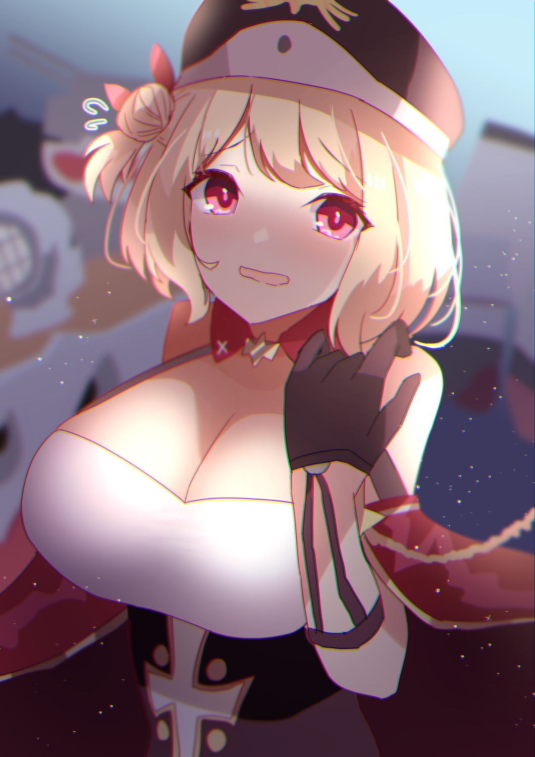 azur_lane, cleavage, leipzig_(azur_lane), uniform, yamaha_tsui