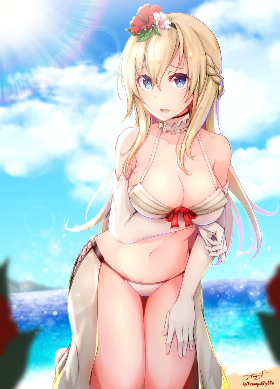 baileys_(tranquillity650), bikini, breast_hold, kantai_collection, swimsuits, warspite_(kancolle)