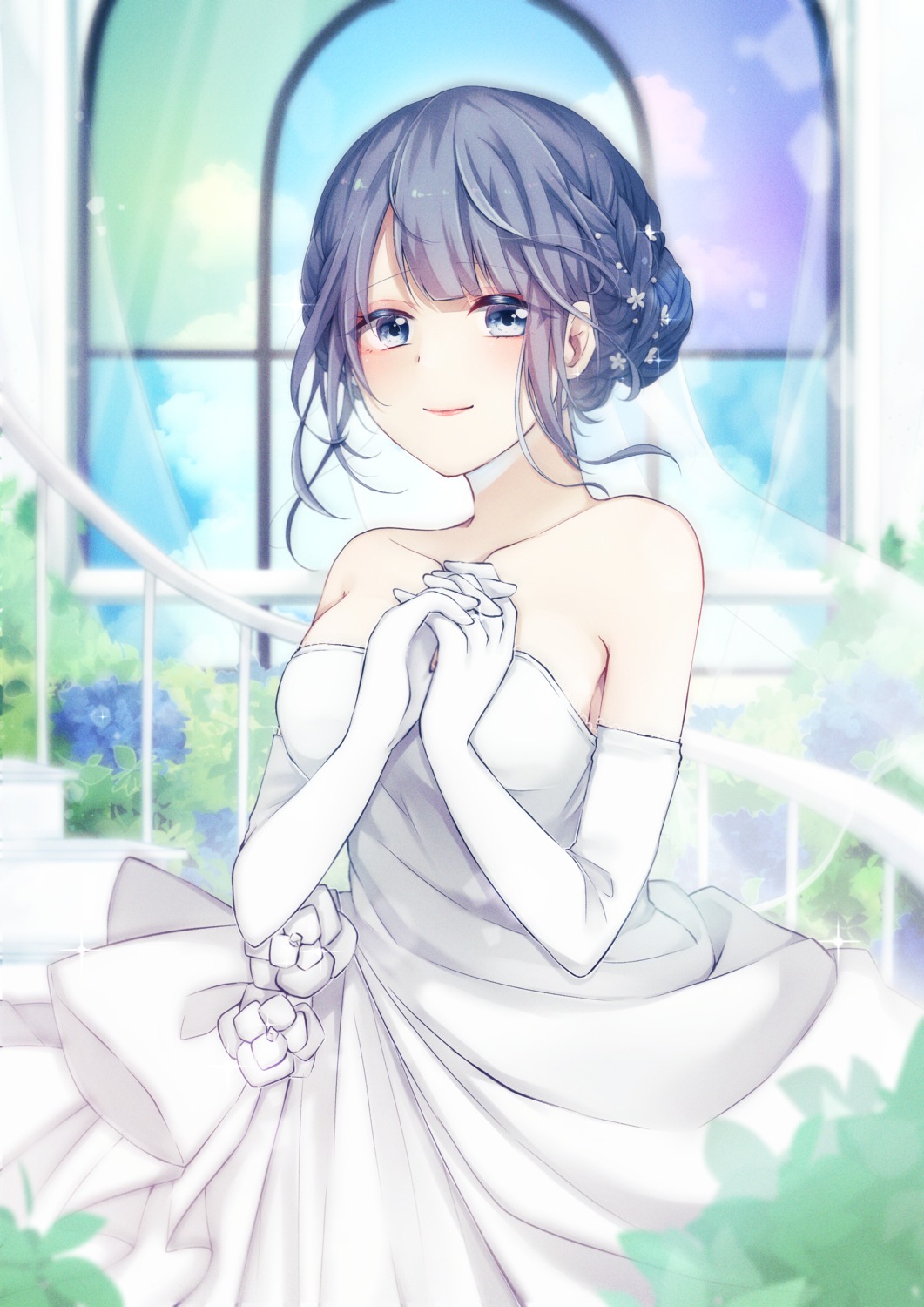 cleavage, dress, mochimori_kusunoki, wedding_dress