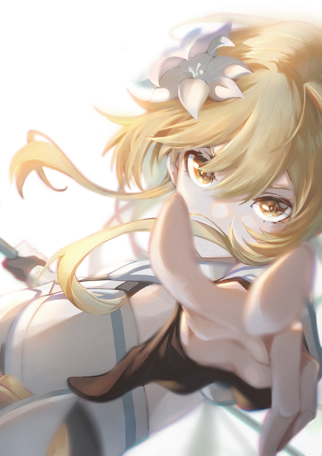 armor, faaallen, genshin_impact, lumine, sword