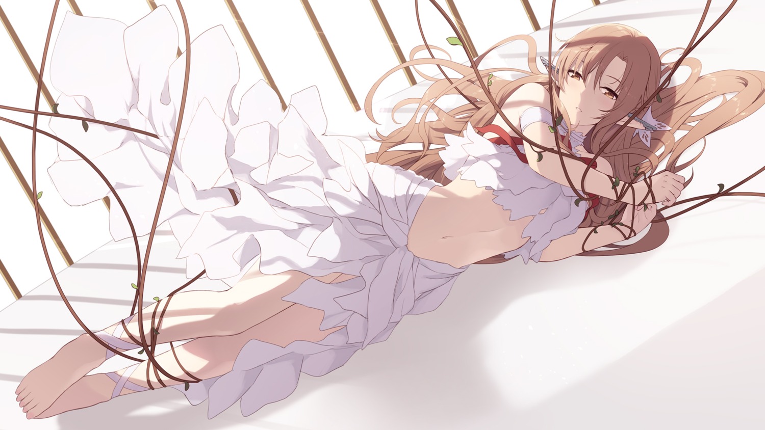 alfheim_online, asuna_(sword_art_online), asuna_(titania), bondage, cait, pointy_ears, skirt_lift, sword_art_online, wallpaper