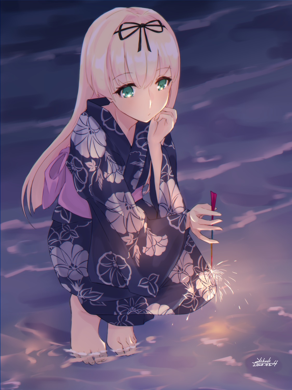 alakoala_shoushou, feet, kantai_collection, wet, yukata, yuudachi_(kancolle)