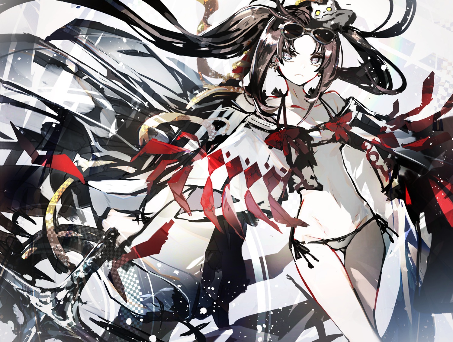 bikini, fate/grand_order, kusakanmuri, megane, swimsuits, yu_mei-ren_(fate)