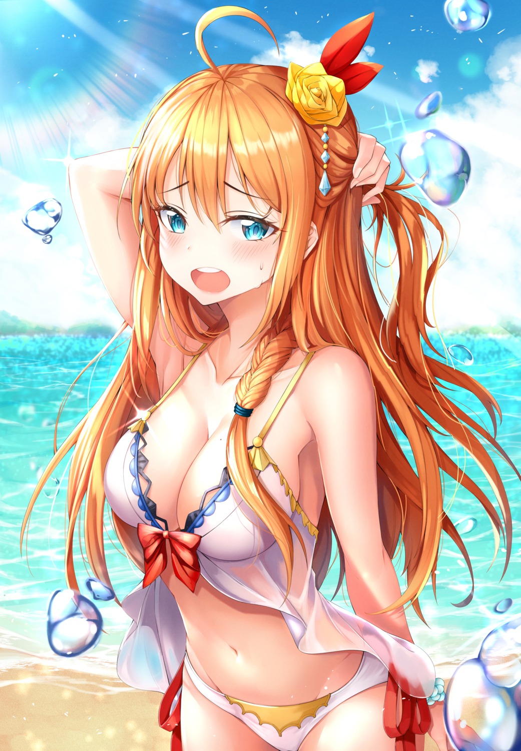 bikini, cleavage, pecorine, princess_connect!, princess_connect!_re:dive, see_through, swimsuits, w_wonjin
