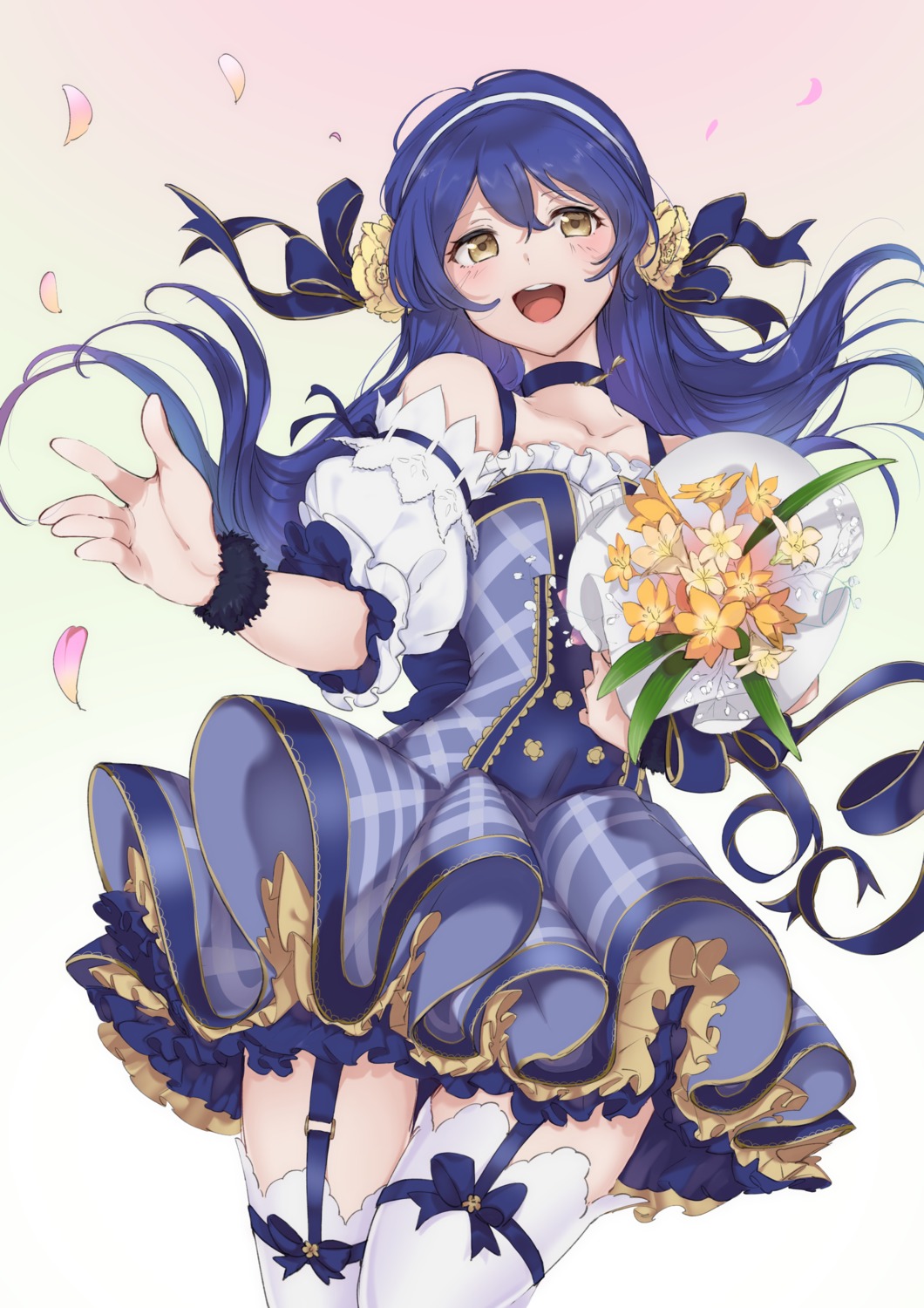garter, kusumura, love_live!, love_live!_(series), sonoda_umi, stockings, thighhighs