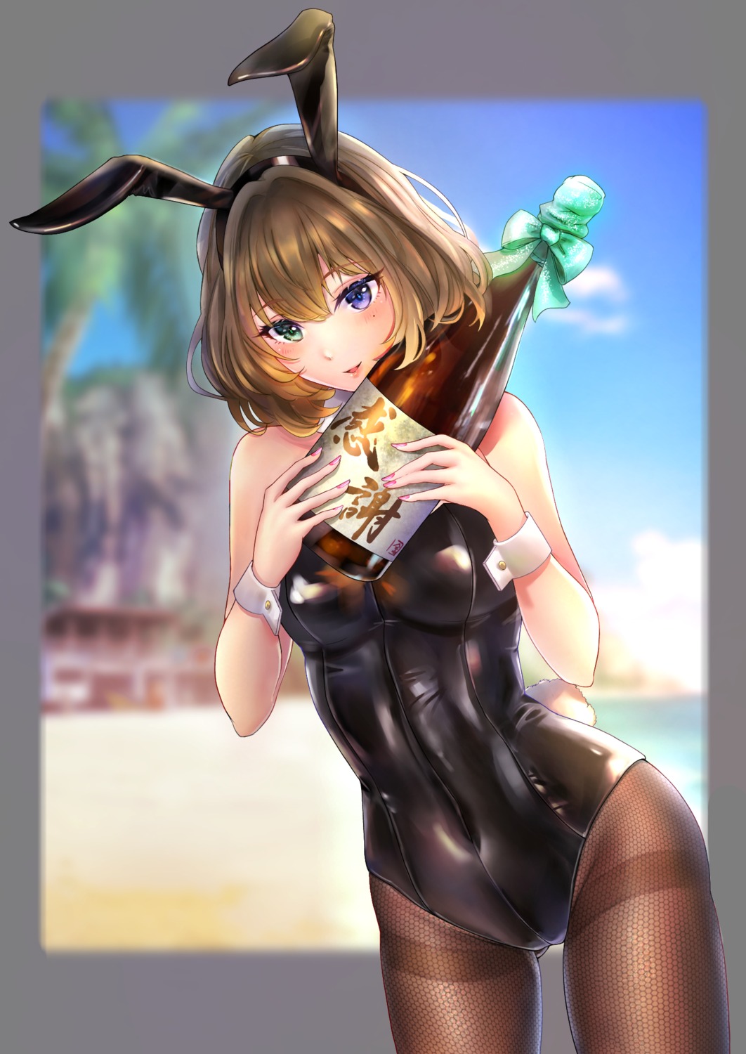 animal_ears, bunny_ears, bunny_girl, fishnets, heterochromia, nyome991, pantyhose, sake