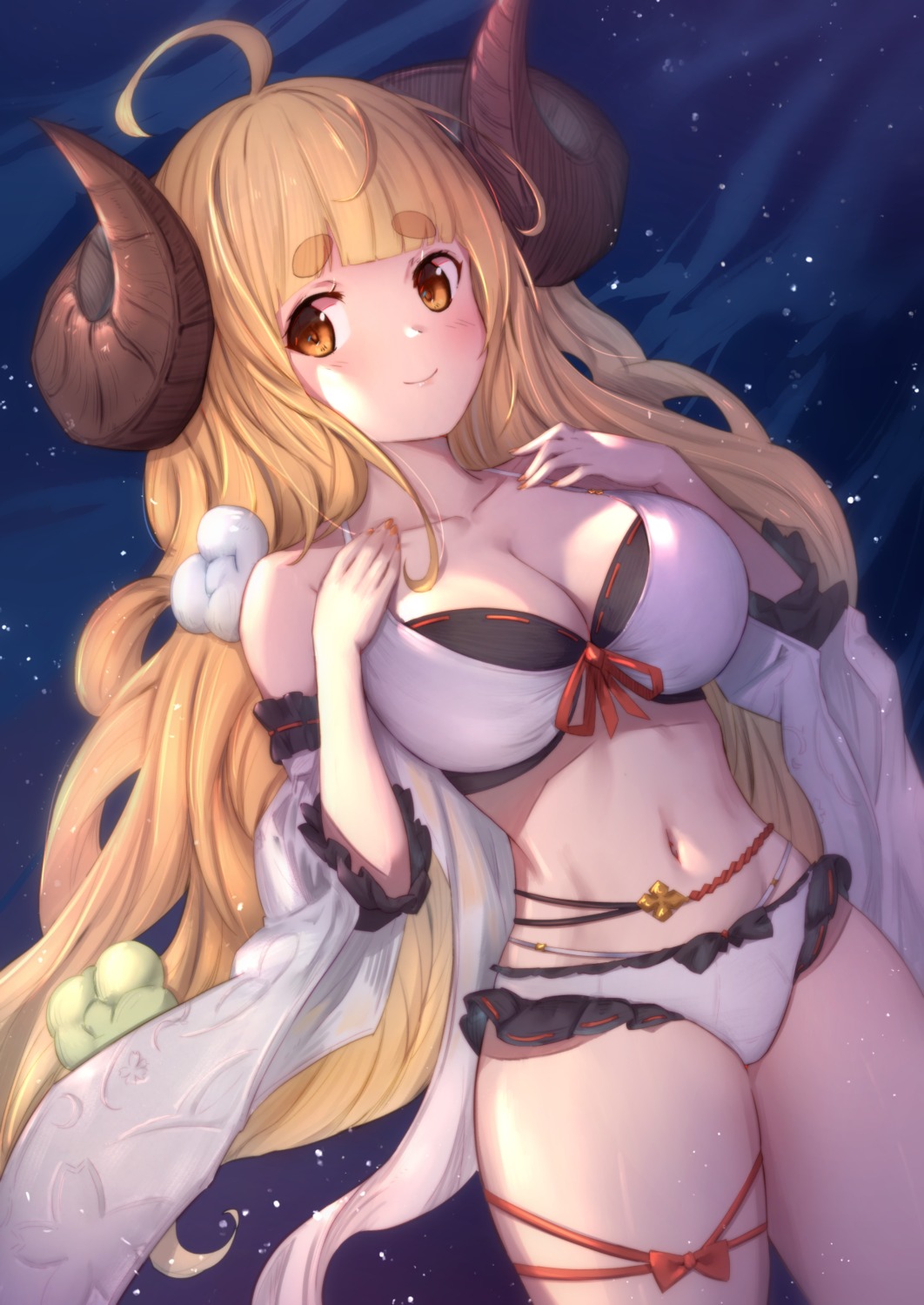 anila_(granblue_fantasy), bikini, cleavage, garter, granblue_fantasy, horns, swimsuits, uneg