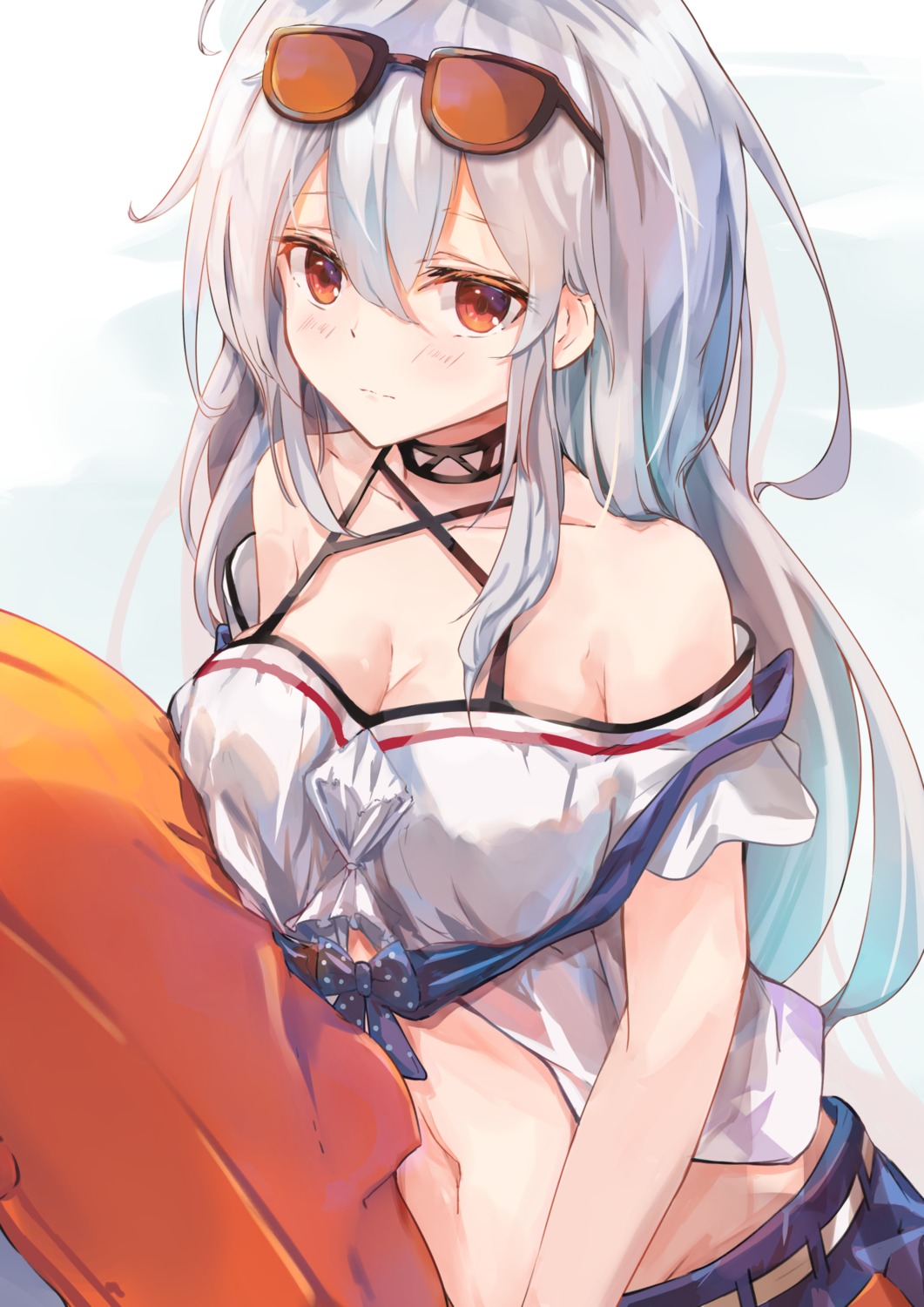arknights, cleavage, koomoi, megane, skadi_(arknights)