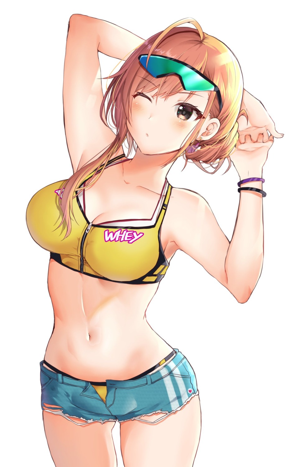 arisugawa_natsuha, bikini, cleavage, megane, swimsuits, the_idolm@ster, the_idolm@ster_shiny_colors, torn_clothes, yam_(yamap_mako)