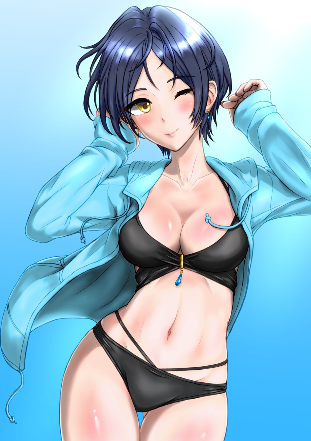 bikini, delta6-k-a, hayami_kanade, open_shirt, swimsuits, the_idolm@ster, the_idolm@ster_cinderella_girls