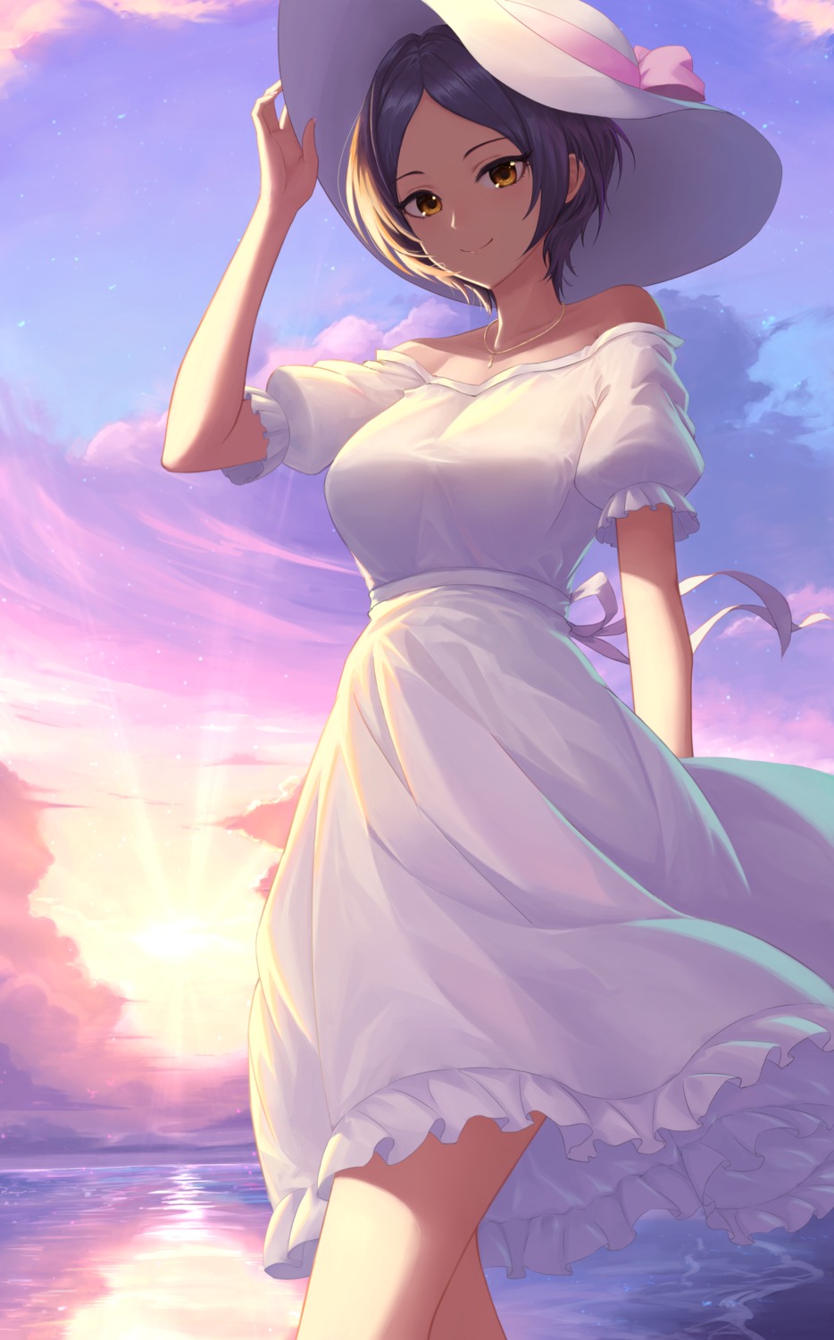 dress, hayami_kanade, maitake_(maitake1234), skirt_lift, summer_dress, the_idolm@ster, the_idolm@ster_cinderella_girls