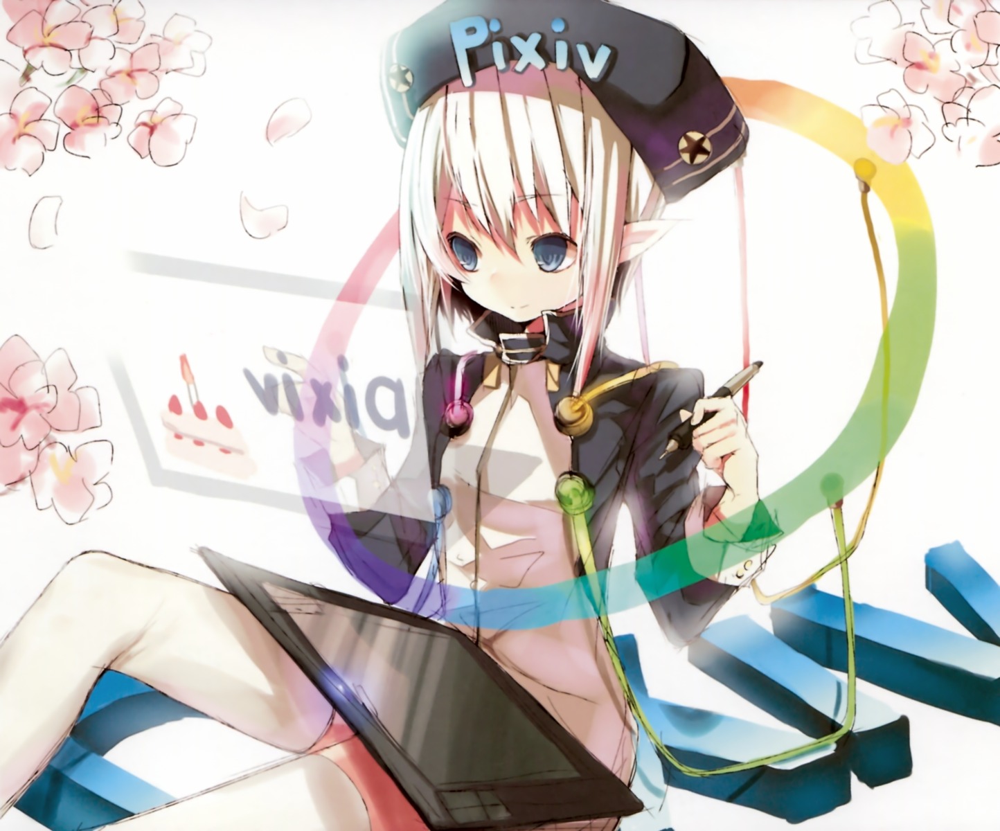 pixiv-tan, tetsuo, thighhighs